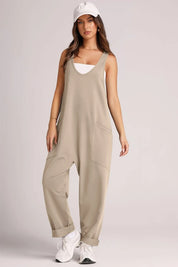Lovelet Wide Strap Jumpsuit with Pockets | Overalls Daverri Fashions