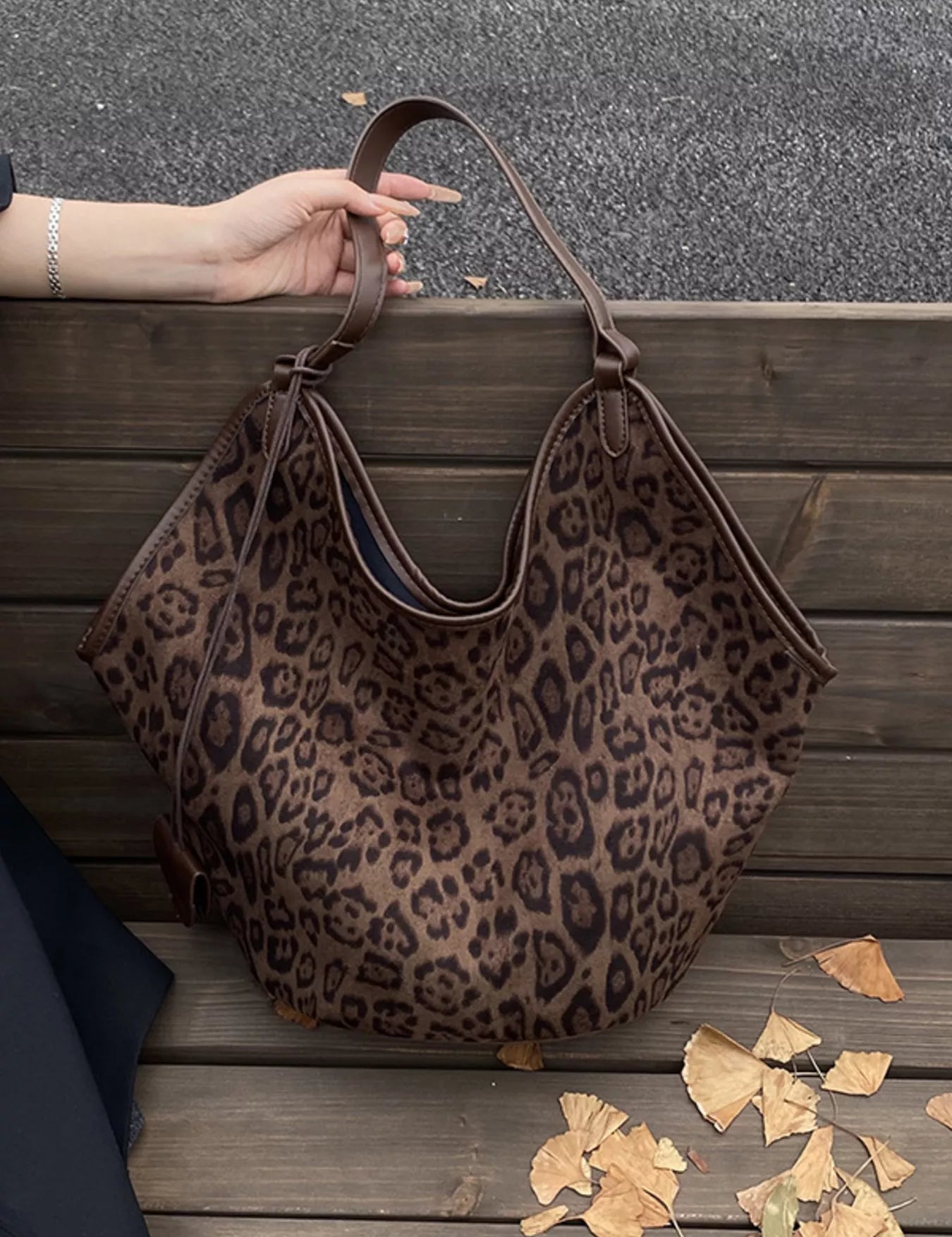 Brown onesize Leopard Print Large Tote Bag | Tote Bags Daverri Fashions