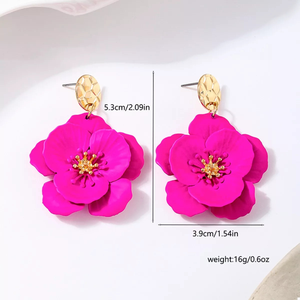 Floral Statement Drop Earrings with Gold Accent | Earrings Daverri Fashions