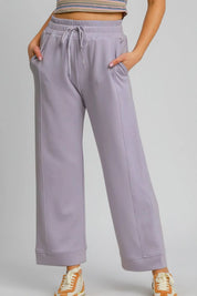 LAVENDER Umgee Drawstring Elastic Waist Wide Leg Pants | Lounge Pants Daverri Fashions