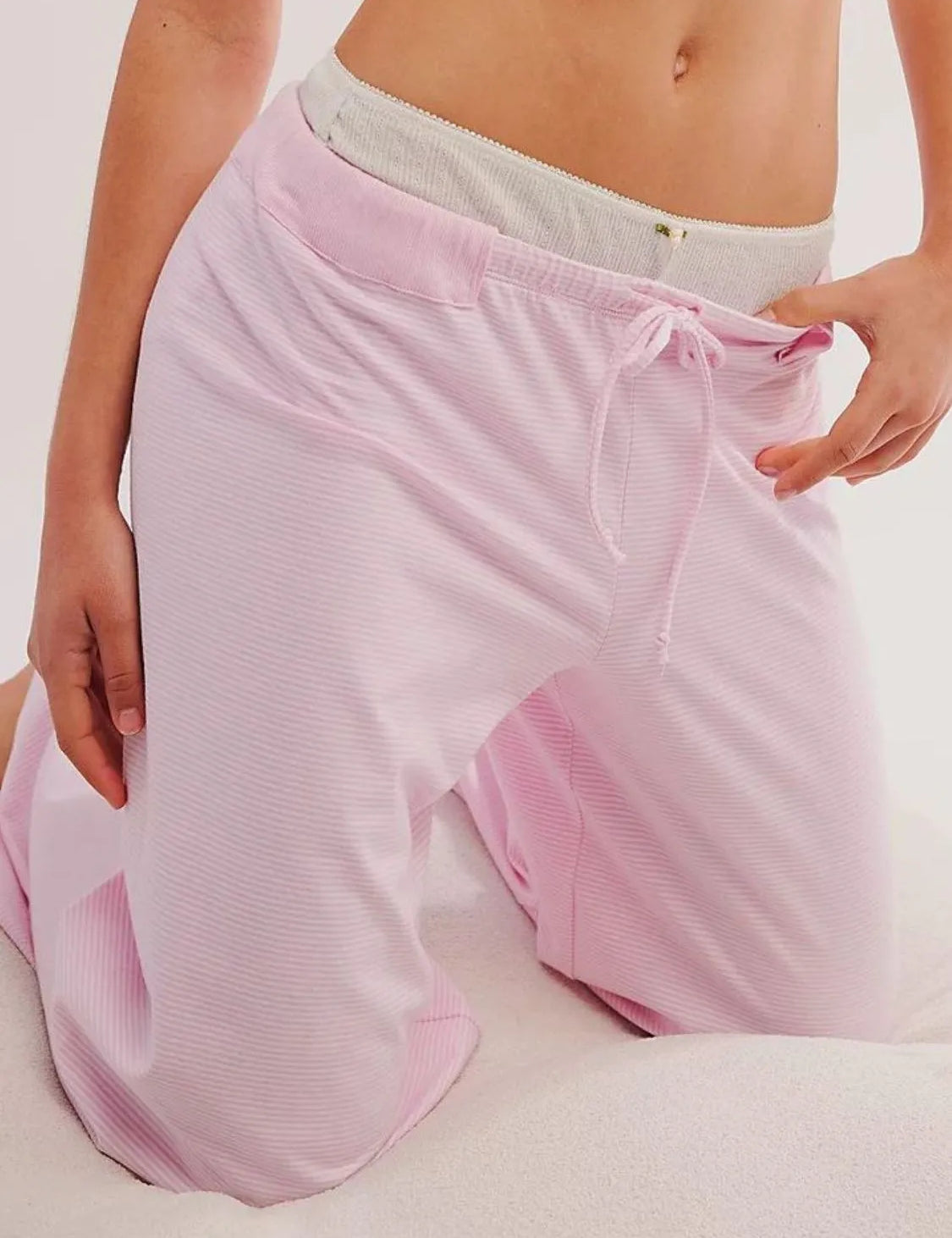 Drawstring Striped Wide Leg Pants | Loungewear Bottoms Daverri Fashions