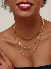 18K Gold-Plated Layered Resin Bead Necklace | Necklaces Daverri Fashions