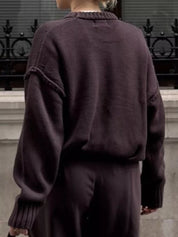 Round Neck Dropped Shoulder Sweater | Daverri Fashions