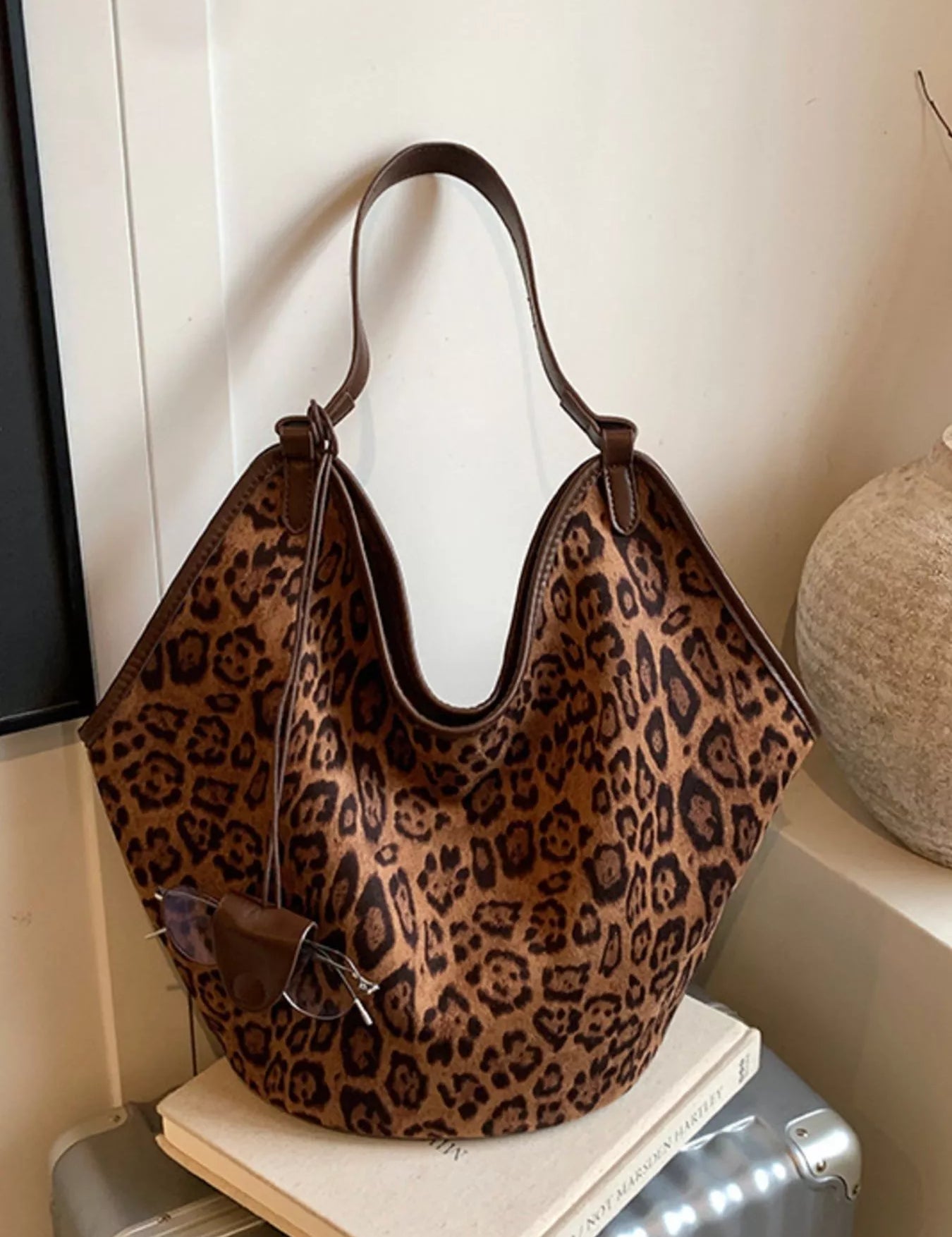 Camel onesize Leopard Print Large Tote Bag | Tote Bags Daverri Fashions