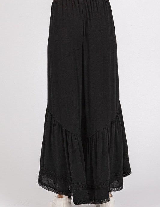 Mittoshop Lace Ruffle Asymmetric Hem Wide Leg Pants | Pants Daverri Fashions