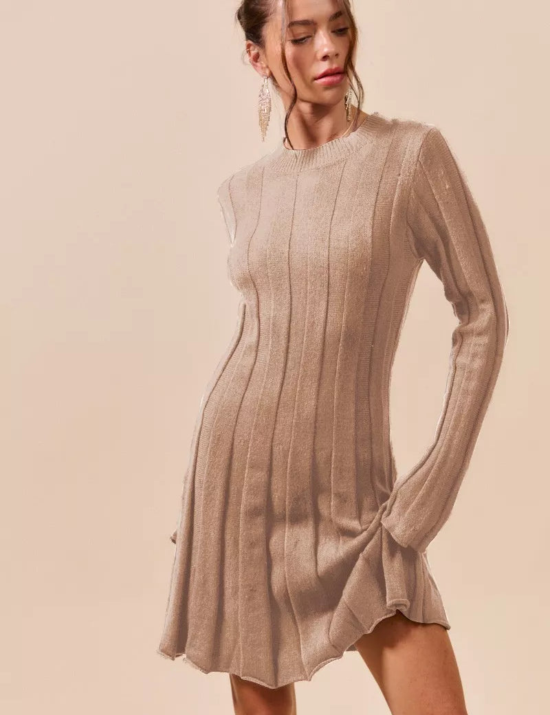 SO ME Ribbed Long Sleeve Mini Sweater Dress | Mini Dresses Daverri Fashions