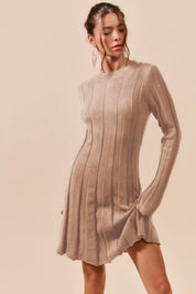 SO ME Ribbed Long Sleeve Mini Sweater Dress | Mini Dresses Daverri Fashions
