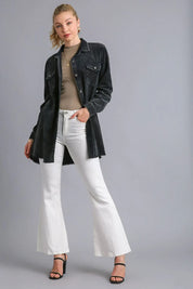 Umgee Raw Hem Button Down Denim Jacket with Chest Pockets | Daverri Fashions