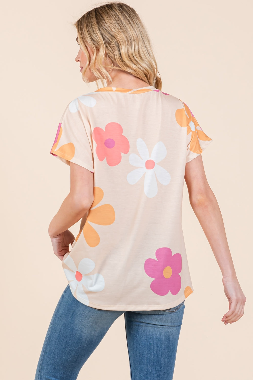 BOMBOM Floral Short Sleeve T-Shirt | Daverri Fashions
