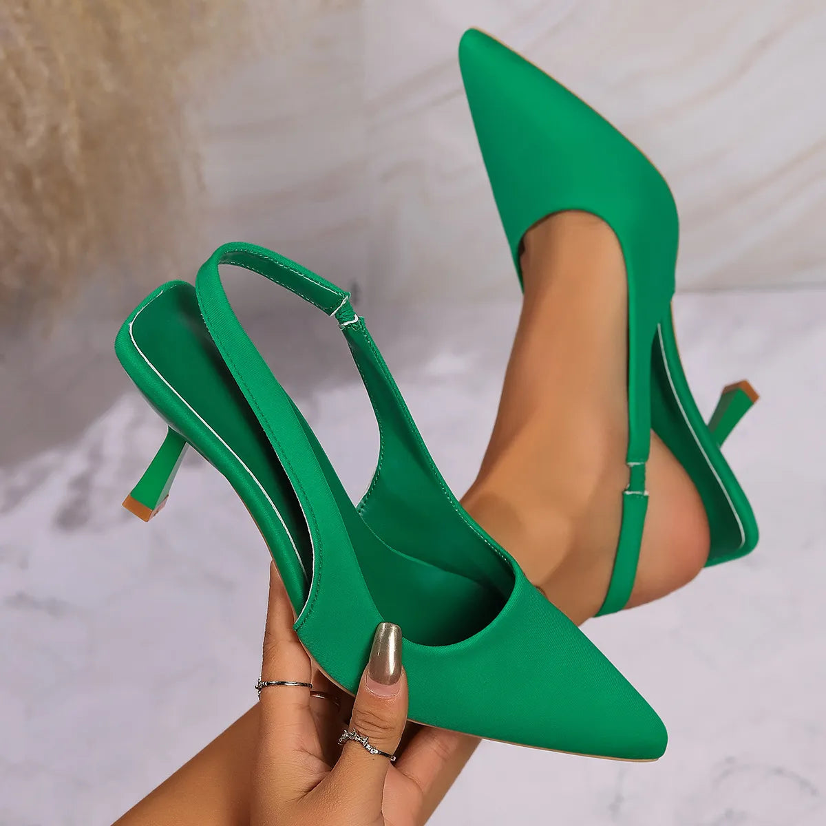 Green Point Toe Stiletto Pumps | Daverri Fashions