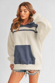 Dropped Shoulder Kangaroo Pocket Hoodie | Tops Daverri Fashions