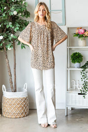 Heimish Full Size Animal Print Flutter Sleeve Blouse | Daverri Fashions
