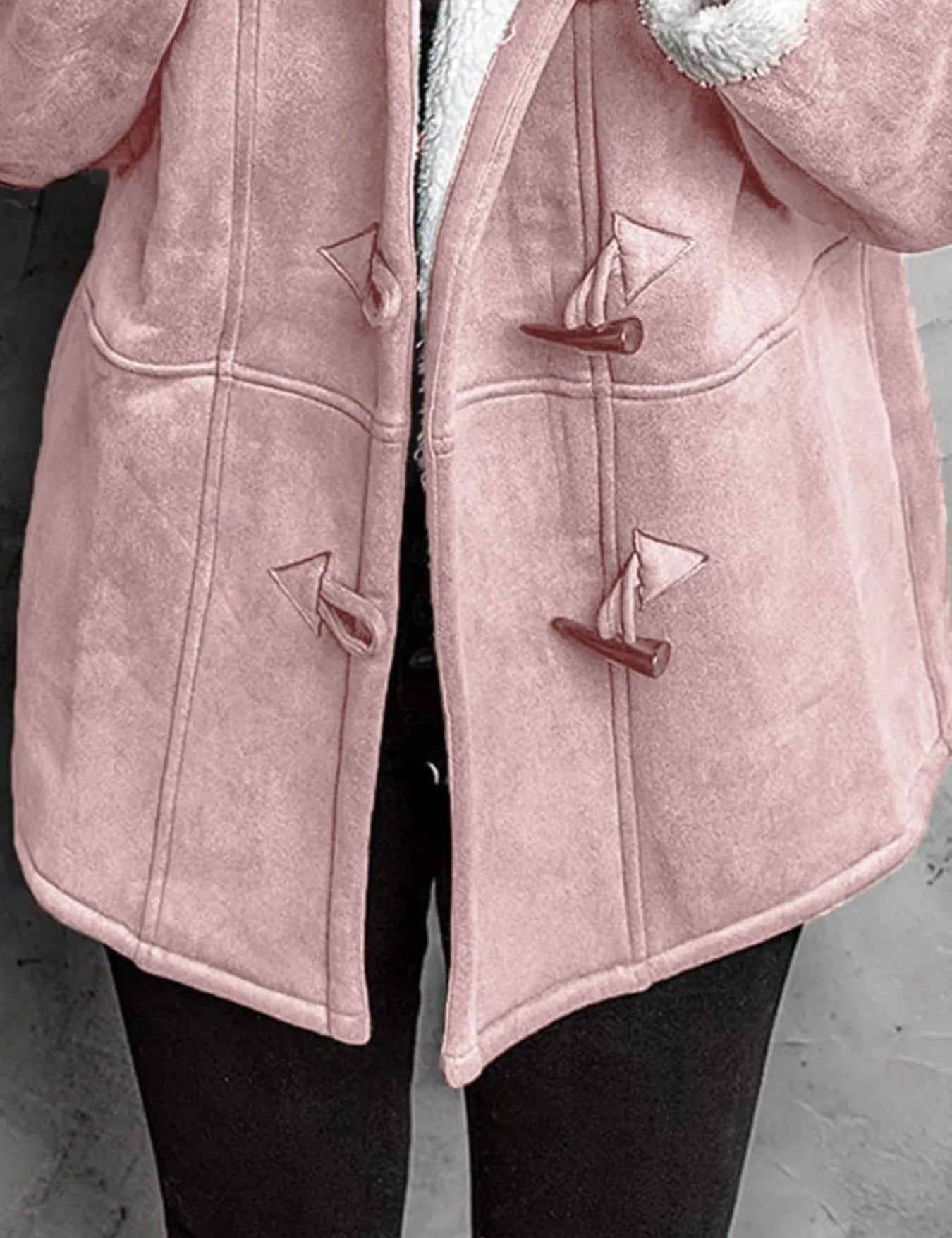 Full Size Cozy Sherpa Lined Toggle Coat with Hood Plus Size | Coats Daverri Fashions