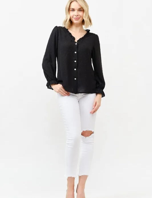 BLACK And The Why Polka Dot Ruffle Detailed Blouse Top | Daverri Fashions