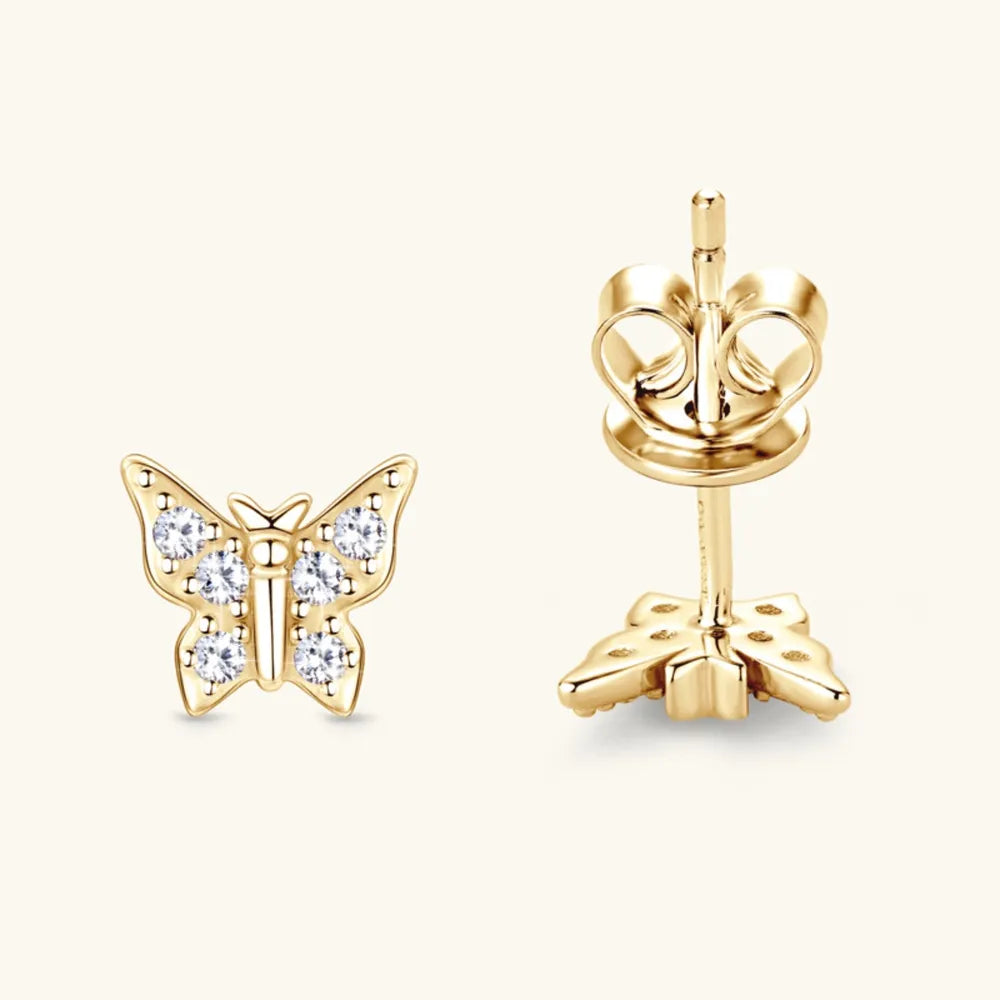 Moissanite 925 Sterling Silver Butterfly Stud Earrings | Sterling Silver Earrings Daverri Fashions