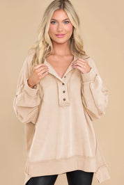 Exposed Seam Long Sleeve Sweatshirt | Sweatshirts Daverri Fashions