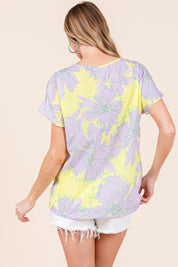 BOMBOM Floral Short Sleeve T-Shirt | Daverri Fashions