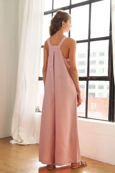 ADORA Square Neck Wide Leg Overalls with Pockets | Overalls Daverri Fashions