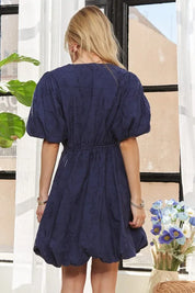 ADORA Puff Sleeve Floral Dress Royal Blue | Mini Dresses Daverri Fashions