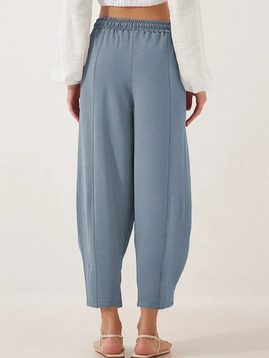 Full Size Drawstring Cropped Jogger Pants Plus Size - DAVERRI FASHIONS