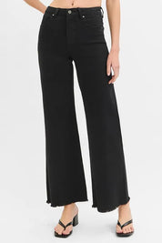RISEN Full Size Tummy Control High Rise Wide Jeans Plus Size | Daverri Fashions