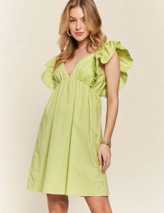 ADORA Smocked Back Ruffled Cap Sleeve Babydoll Dress | Babydoll Dresses Daverri Fashions