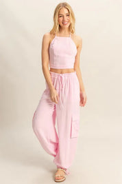 L.PINK HYFVE Crop Top and Cargo Pants Set | Outfit Sets Daverri Fashions