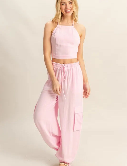 L.PINK HYFVE Crop Top and Cargo Pants Set | Outfit Sets Daverri Fashions