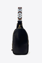 Black One Size Abstract Pattern Adjustable Strap Vegan Leather Sling Bag | Cross Body Bags Daverri Fashions