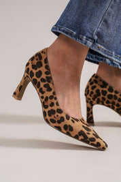 Beast Fashion Faux Suede Leopard Point Toe Pumps | Heels Daverri Fashions