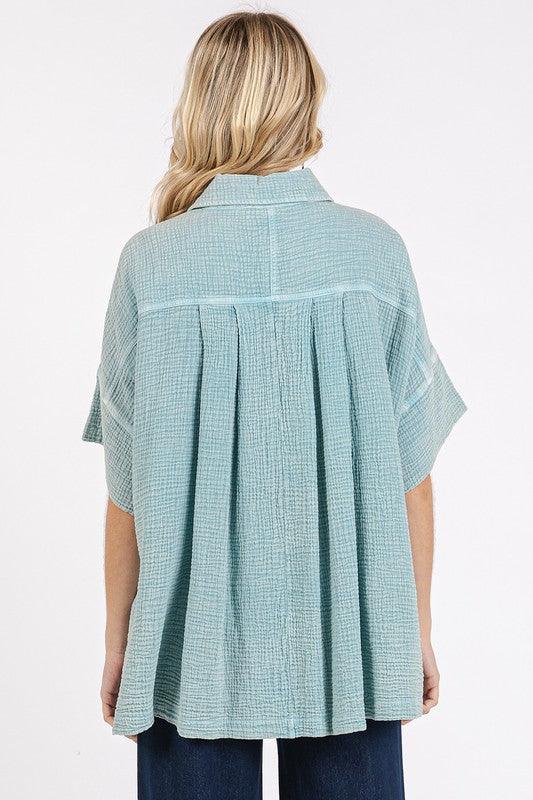 Mittoshop Mineral Wash Gauze Oversized Short Sleeve Shirt | Daverri Fashions