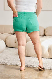 RFM Tummy Control High Waist Raw Hem Denim Shorts | Shorts Daverri Fashions