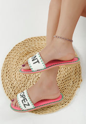 Luxe Getaway Beaded Saint Tropez Flat Slip Ons | Slides Daverri Fashions