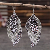 PU Leather Leopard Leaf Earrings | Earrings Daverri Fashions