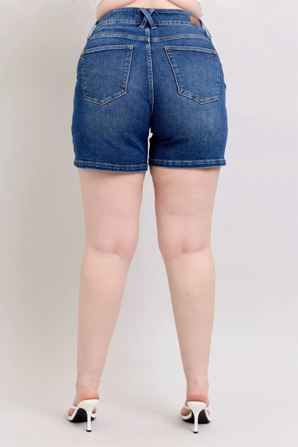 Judy Blue Double Button Waistband Denim Shorts Plus Size | Denim Shorts Daverri Fashions