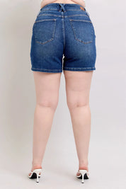 Judy Blue Double Button Waistband Denim Shorts Plus Size | Denim Shorts Daverri Fashions