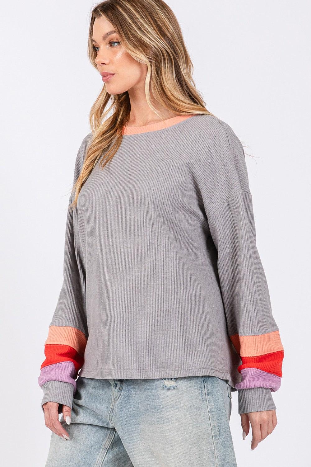 SAGE + FIG Color Block Waffle Knit T-Shirt | T-Shirts Daverri Fashions