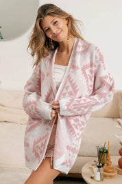 BiBi Aztec Pattern Open Front Cardigan | Cardigans Daverri Fashions