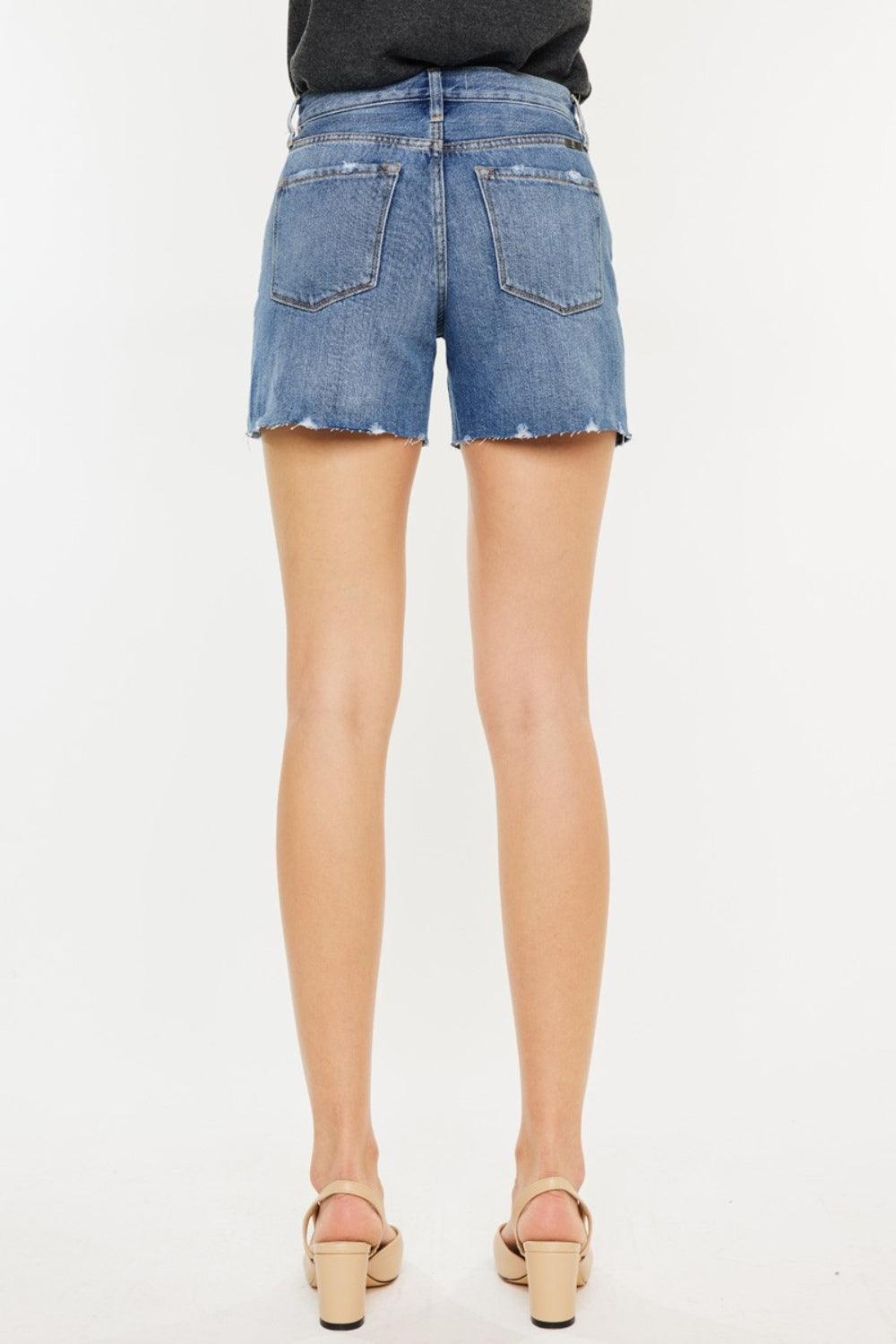 Kancan Distressed High Waist Denim Shorts | Daverri Fashions