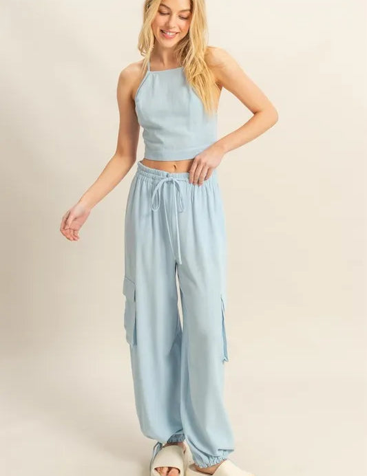 L.BLUE HYFVE Crop Top and Cargo Pants Set | Outfit Sets Daverri Fashions