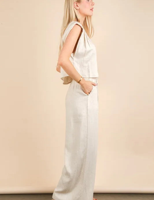 VERY J Solid Woven Top & Pants Set | Outfit Sets Daverri Fashions