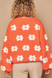 POL Daisy Pattern Drop Shoulder Sweater | Sweaters Daverri Fashions