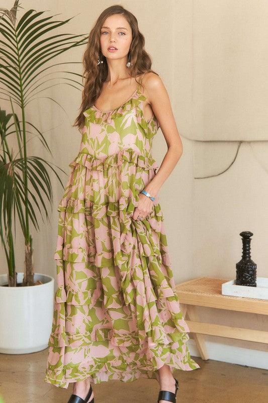 ADORA Ruffled Tiered Scoop Neck Cami Dress | Daverri Fashions