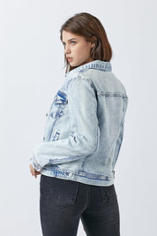 RISEN Button Up Washed Denim Jacket | Daverri Fashions