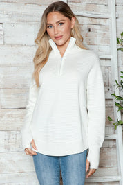 Half Zip Long Sleeve Knit Top | Knit Tops Daverri Fashions