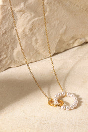 Pearl Hoop Link Pendant Necklace | Necklaces Daverri Fashions