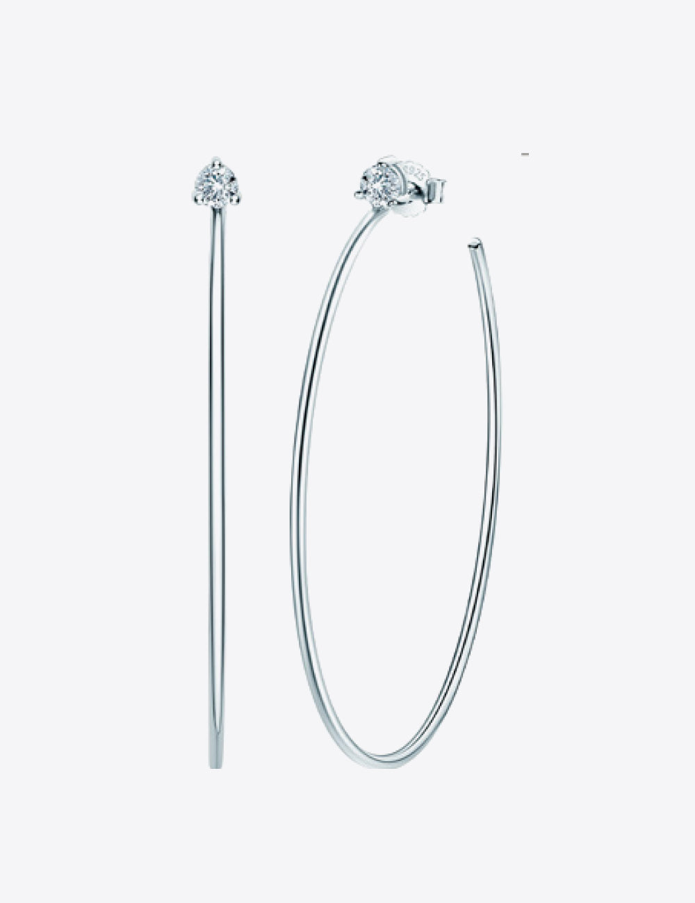 Adored 925 Sterling Silver Moissanite Hoop Earrings | Sterling Silver Earrings Daverri Fashions