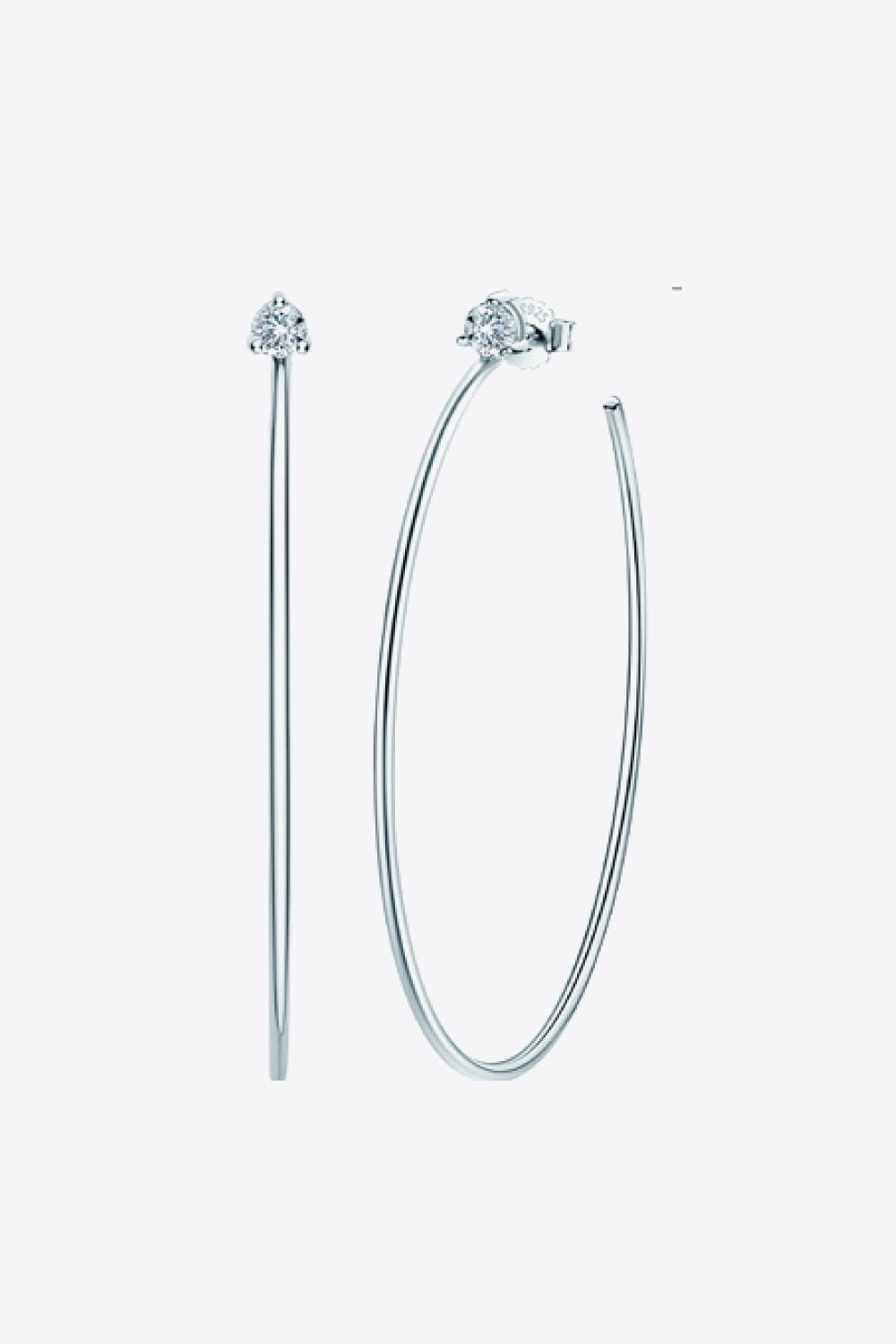 Adored 925 Sterling Silver Moissanite Hoop Earrings | Sterling Silver Earrings Daverri Fashions
