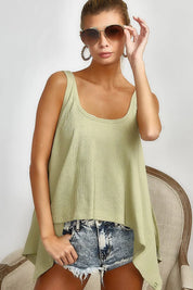SAGE BiBi High and Low Flare Knit Tank Top | Tops Daverri Fashions