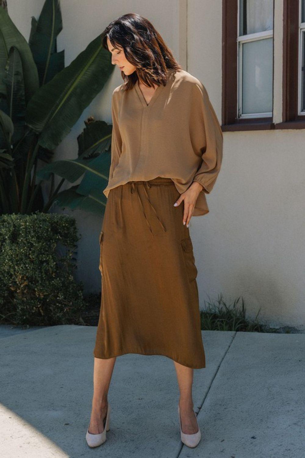 Annie Wear Notched Batwing Sleeve Blouse | Blouses Daverri Fashions
